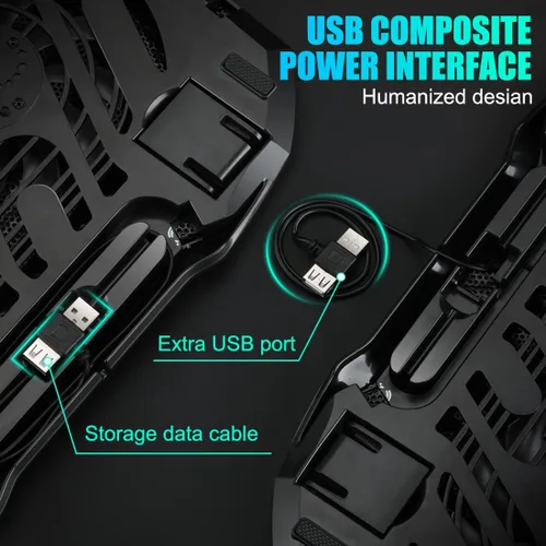 Miniatura 4 de LIANGSTAR Almohadilla de enfriamiento para laptop, enfriador de laptop para juegos con 2 ventiladores grandes silenciosos, cambio de luz RGB de 7