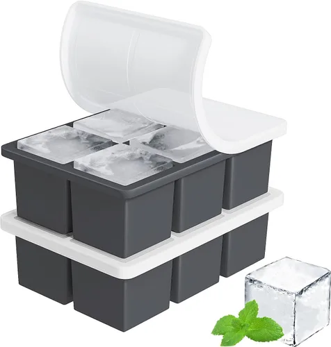 Miniatura 10 de Bandeja grande para cubitos de hielo para whisky: FDDBI Molde grande cuadrado para cubitos de hielo para cóctel - Paquete de 3 bandejas de silicona
