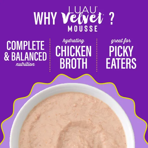 Miniatura 7 de Tiki Cat Luau Velvet Mousse, pollo y huevo en caldo, nutrición completa para una dieta equilibrada, comida húmeda para gatos para todas las etapas