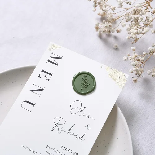 Miniatura 5 de UNIQOOO Calcomanías de Sello de Cera - Calcomanías de Sello de Sobre de Invitación de Boda de Romero, 100 Piezas de Calcomanías Autoadhesivas Verde