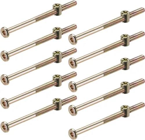 uxcell M6 x 3.937 in muebles tornillos tuerca tuerca tornillo hexagonal con tuercas de barril Phillips ranurado cinc medio hilo 10 juegos