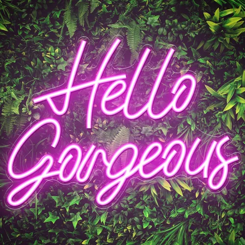 Kavaas Letreros de Neón Hello Gorgeous para Decoración de Pared, Letrero de Luz de Neón Hello Gorgeous con Interruptor Regulable - Letrero Hello