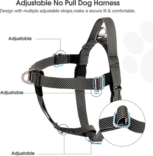 Miniatura 2 de Annchwool Arnés ajustable para perro, ligero, sin tirones, con asa para perros pequeños, medianos y grandes, clip frontal, arnés de chaleco fácil