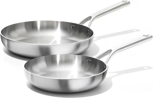 Miniatura 11 de OXO Mira - Juego de ollas y sartenes de acero inoxidable de triple capa, 10 piezas, sartenes, cacerolas, tapas, sartén antiadherente de cerámica