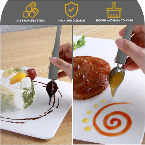 Miniatura 8 de Angoily Juego de 4 cucharas decorativas para dibujo, cucharas de filtro de cuchara de chocolate de acero inoxidable, cuchara de lápiz de decoración
