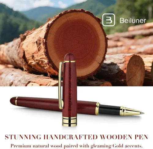Miniatura 6 de BEILUNER Juego de Escritura de Bolígrafo de Madera Personalizado de Lujo, Palisandro - Elegante y Bonito Juego de Bolígrafos de Regalo para Firma