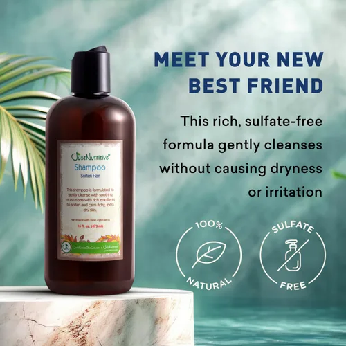 Miniatura 4 de Just Nutritive Psoriasis Soften Hair Shampoo Champú natural para preocupaciones del cuero cabelludo Champú sin sulfato para hombres y mujeres