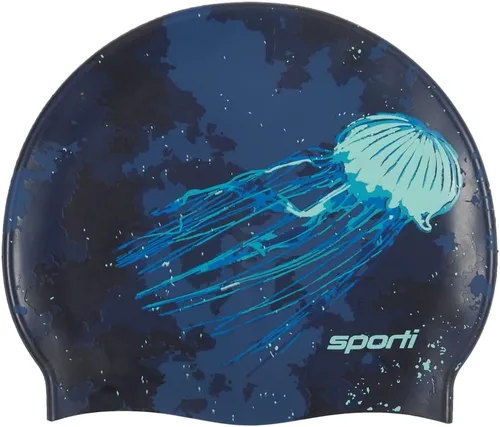Miniatura 20 de Sporti Gorra de natación de silicona con diseño gráfico con altura de 7.6 pulgadas, apertura de 7.5 pulgadas, gorra de natación antideslizante