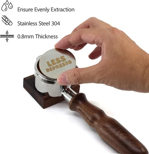 Miniatura 4 de 2 paquetes de pantalla de disco de espresso de 2.297 in, pantalla de filtro de café expreso ultrafina de 0.035 in y 150 μm, filtro reutilizable