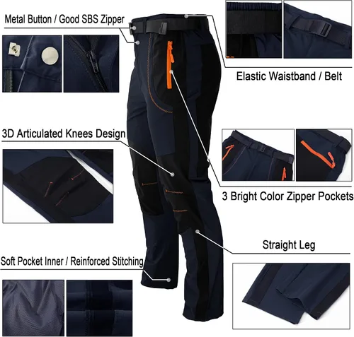 Miniatura 3 de Kuseeker Pantalones de senderismo elásticos para hombre de secado rápido ligeros impermeables para viajes escalada pesca pantalones