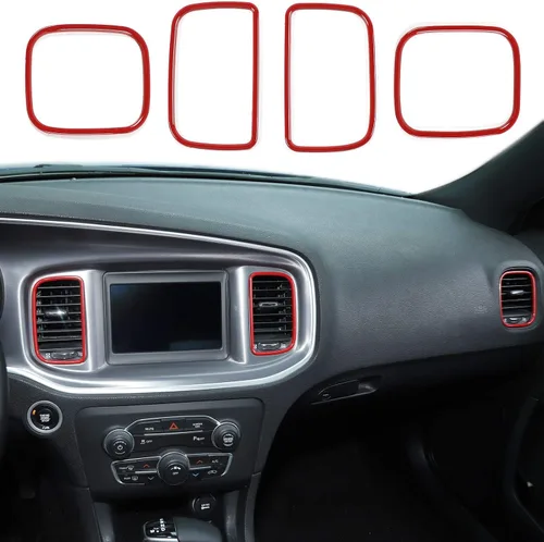 Miniatura 8 de Hoolcar Cubierta de Moldura de Ventilación del Panel de CA de Control Central del Aire Acondicionado para Dodge Charger 2011-2020, Fibra de Carbono