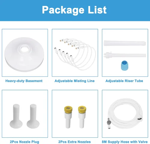 Miniatura 7 de Misters para patio exterior, sistema de enfriamiento de nebulización de pie, kit de manguera de niebla de agua portátil para exteriores, altura