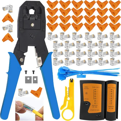 Miniatura 8 de TAIWAIN - Herramienta de mantenimiento de reparación de prensado de cables RJ45, Cat5 Cat6, crimpadora portátil de red, conectores 8P4P6P, cortador