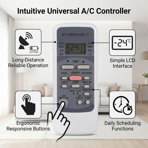 Miniatura 7 de [Paquete de 2] R51M/E Control remoto de repuesto para aire acondicionado, control remoto de aire acondicionado compatible con R51 Series R51/E