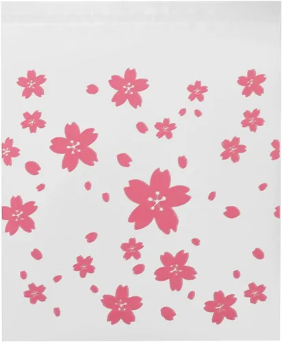 Miniatura 5 de Bitray 200 bolsas de dulces autosellantes de 5.5 x 5.5 pulgadas, patrón Sakura, autoadhesivas, bolsas de galletas rosas para regalo, bolsas