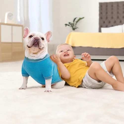 Miniatura 3 de Idepet Suéter de vellón para perros – Sudadera suave para cachorros y camisa cálida de invierno para perros y gatos pequeños (Azul, S)