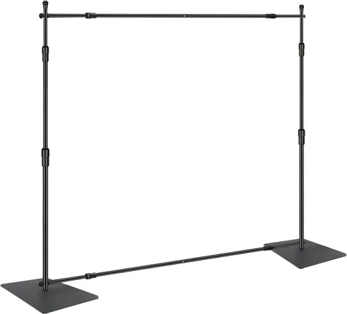 Miniatura 9 de VEVOR Kit de tubo y cortina de 10 x 10 pies, soporte de fondo resistente con base de acero al carbono, soporte de fondo ajustable con 2 abrazaderas