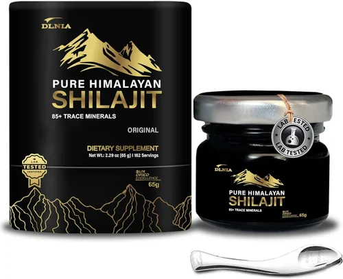 Shilajit Suplemento de resina Shilajit orgánica pura del Himalaya, grado dorado+ con más de 85 oligominerales con 75% de ácido fúlvico, energía