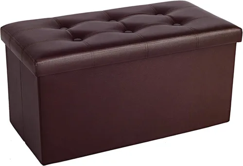 COSYLAND - Reposapiés u otomano con almacenamiento plegable de piel, con agujero para agarrar, para habitación, tamaño pequeño, rectangular, 17 x 15