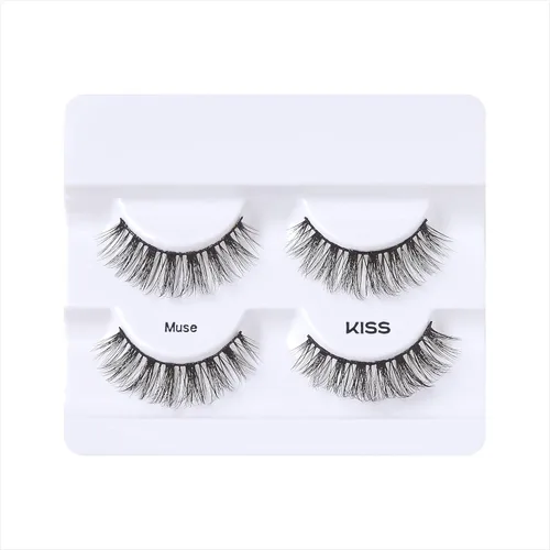 Miniatura 4 de KISS Mink sintético, pestañas postizas, musa, 0.55 pulgadas, incluye 2 pares de pestañas, fáciles de aplicar, racimos de pestañas reutilizables