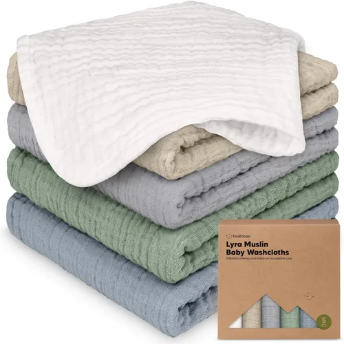 Miniatura 11 de Paquete de 5 paños de muselina para recién nacidos, 12 x 12 pulgadas, suaves y absorbentes, de muselina de algodón orgánico, para bebés, niñas