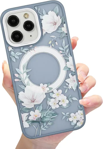 Miniatura 55 de Compatible con el teléfono 13 Pro - Funda magnética mate translúcida, de lujo, a prueba de golpes, magnética y con bonito patrón de flores, carcasa