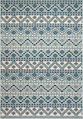 Miniatura 25 de SAFAVIEH Alfombra lavable para exteriores, colección Veranda – Alfombra de pasillo de 2.3 x 6 pies, color azul y crema, no desprende pelusa y fácil