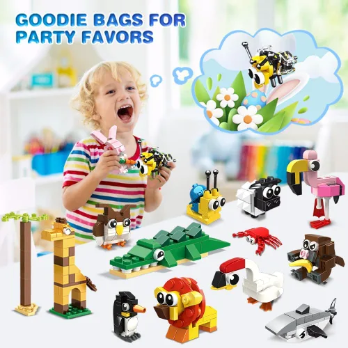 Miniatura 4 de HOGOKIDS Paquete de 20 recuerdos de fiesta para niños – Juego de bloques de construcción de animales para niños, Pascua, día de San Valentín