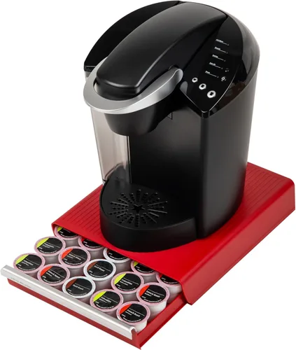 Miniatura 5 de Mind Reader Cajón de cápsulas de café de una sola porción, capacidad de 30 cápsulas, organizador de encimera, 10.5"L x 12.75"A x 2.5"Al, rojo