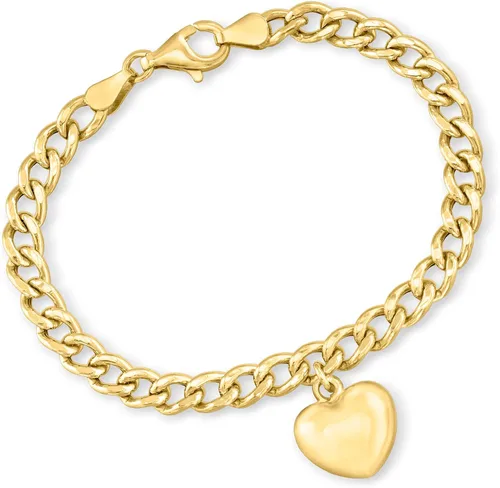 Miniatura 3 de Ross-Simons Italian 18kt Gold Over Sterling Puffed Heart Curb-Link Bracelet