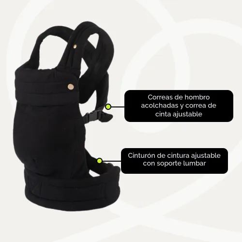 Miniatura 8 de Portabebés ergonómico para recién nacidos a niños pequeños, ligero y transpirable de algodón para comodidad con manos libres (negro)