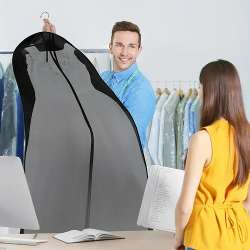 Miniatura 6 de Windyun Paquete de 6 bolsas de ropa para vestidos de novia de 71 pulgadas, bolsas de vestir para vestidos largos con refuerzo de 9 pulgadas