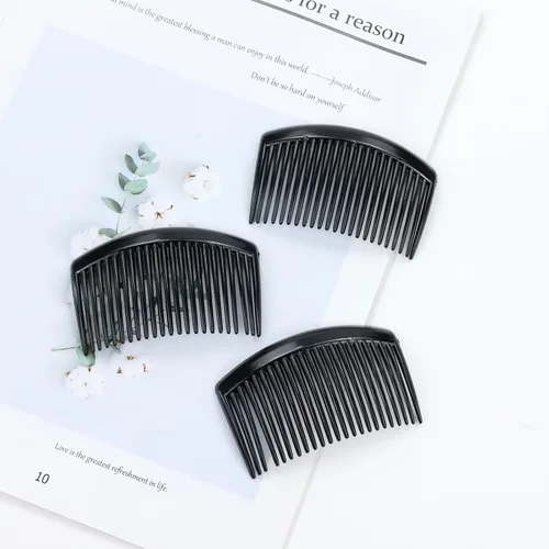Miniatura 3 de Paquete de 28 peines laterales de plástico negro pequeño con dientes largos, horquillas para el cabello, pinzas de pasador, lazos para mujeres, velo