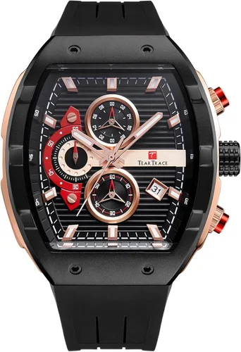 Watches for Men Original Analog Quartz Waterproof Sport Mens Watches Tonneau Chronograph Luminous Fashion Unique Casual Watch with Silicone Strap