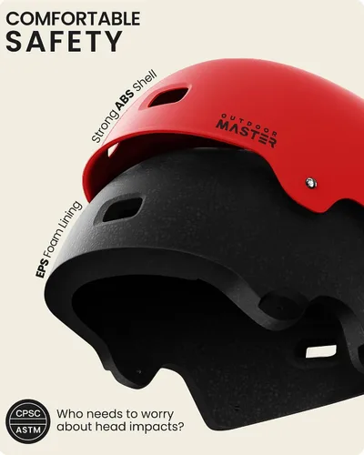 Miniatura 2 de OutdoorMaster - Casco de patineta y ciclismo, dos forros extraíbles, ventilación, para varios deportes, scooter, patinaje en línea, patinaje