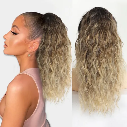 Miniatura 19 de ALXNAN Cola de caballo con clip de garra, extensión de cola de caballo marrón oscuro de 26 pulgadas para mujer, extensiones de cabello sintético