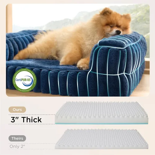 Miniatura 3 de Bedsure - Cama ortopédica para perros medianos, camas impermeables de espuma viscoelástica medianas con lados, sofá de espuma de nido de abeja