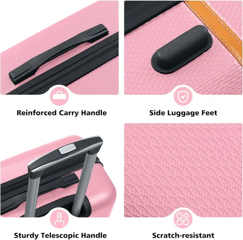 Miniatura 5 de AnyZip Equipaje ABS+PC Hardside maleta ligera con ruedas giratorias TSA Lock, Rosado