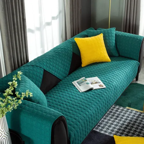 Miniatura 14 de vctops Fundas acolchadas de algodón con bordado de algodón para sofá modular, fundas reversibles para sofá modular, protector de muebles para sala