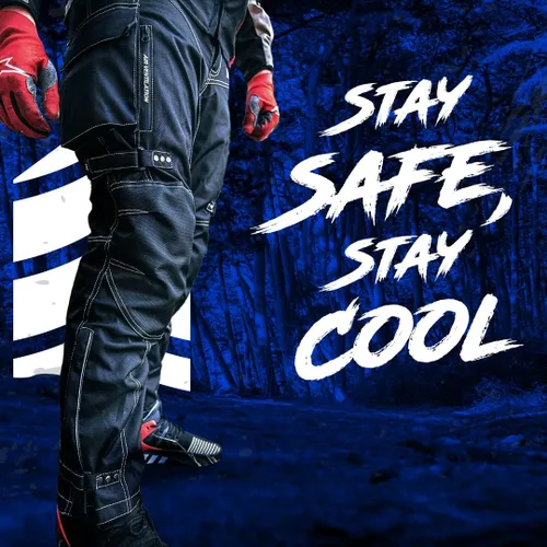 Miniatura 6 de HWK - Pantalones de motocicleta dual sport para hombre con tela de Cordura textil resistente al agua y armadura de protección contra impactos