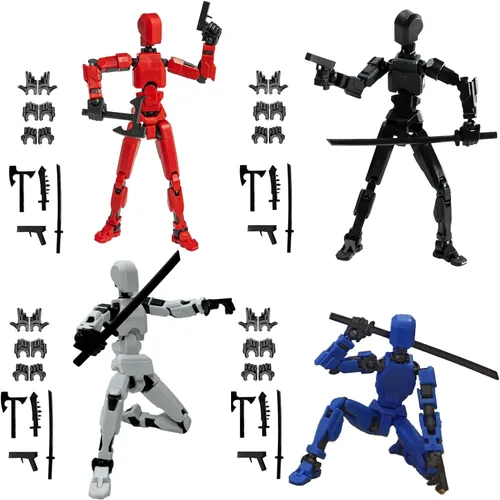 Juego de 4 figuras de acción Dummy13 (ensamblaje completado), figura de acción impresa en 3D, regalo de juguete para niños, muñeco 13, robot 13, 4