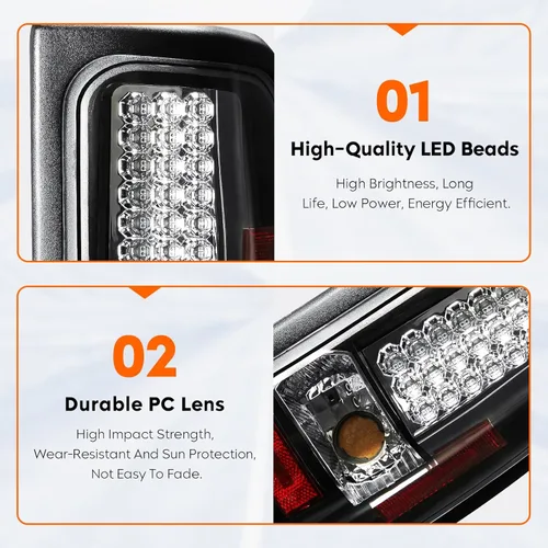 Miniatura 5 de Tresound Luz trasera LED para Dodge Ram 1500 1994-2001, Ram 2500 3500 1994-2002, montaje de luz trasera cromada, lente transparente