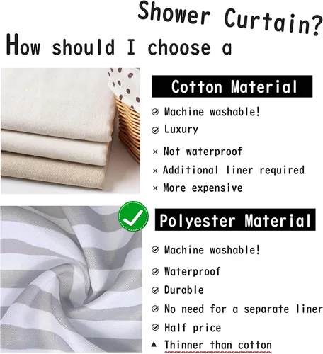 Miniatura 6 de bufftieo Cortina de regadera gris y blanca para baño con borlas estilo rústico moderno, cortinas de tela a rayas boho, juego de cortinas de regadera
