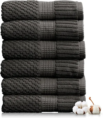 Miniatura 16 de NY Loft Juego de 4 toallas de baño 100% algodón, supersuaves y absorbentes, de secado rápido, 30 x 52 pulgadas, algodón texturizado y duradero