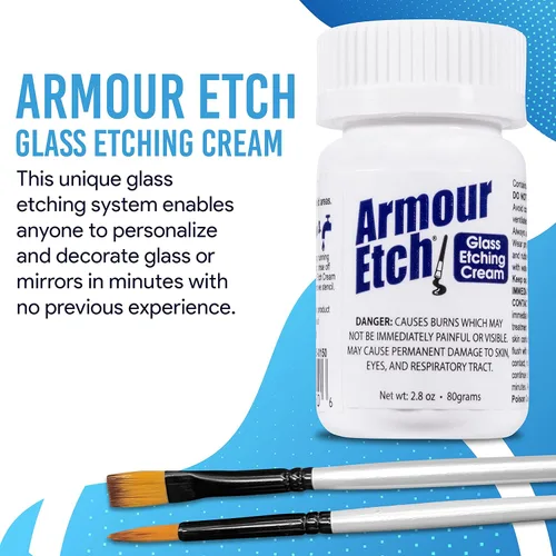 Miniatura 4 de Crema para Grabado de Vidrio Armour Etch - Tamaño Inicial de 2.8oz - Incluye Pinceles de Aplicación Moshify