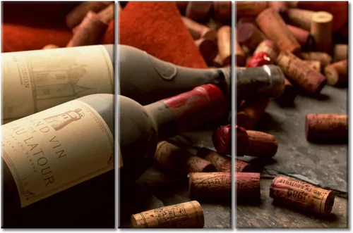 Miniatura 106 de Obra de arte para paredes del hogar, 3 paneles de letras de vino tinto, pinturas de corcho, impresiones HD, arte de pared de corcho de vino sobre
