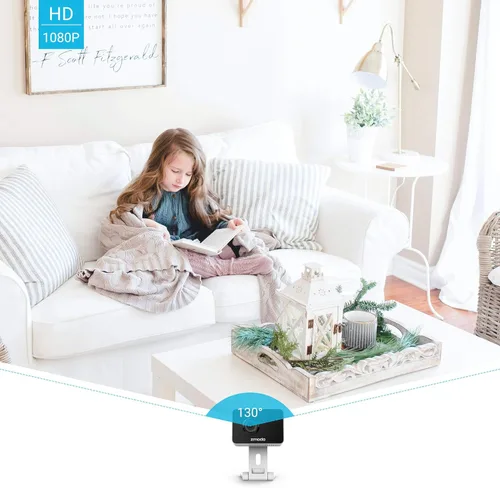 Miniatura 2 de Zmodo Mini cámara WiFi para mascotas de 1080p, audio bidireccional, cámara inteligente para el hogar con visión nocturna, compatible con Alexa