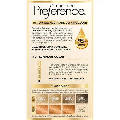 Miniatura 71 de L'Oreal Paris Superior Preference - Tinte permanente luminoso que desafía la decoloración, tinte para el cabello hasta 9 semanas de resplandor, 09