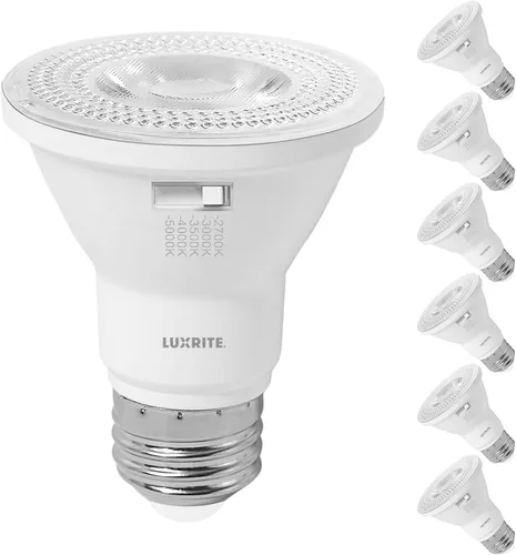 Miniatura 10 de LUXRITE Paquete de 4 bombillas LED PAR20, equivalente a 50 W, blanco suave de 3000 K, foco LED regulable, para interiores y exteriores, 7 W, 500