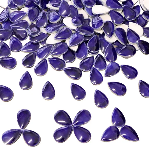 60 Piezas de Cerámica de Transformación de Horno Azul Oscuro en Gota de Lluvia a Granel para Manualidades, Piezas de Cerámica en Mosaico para